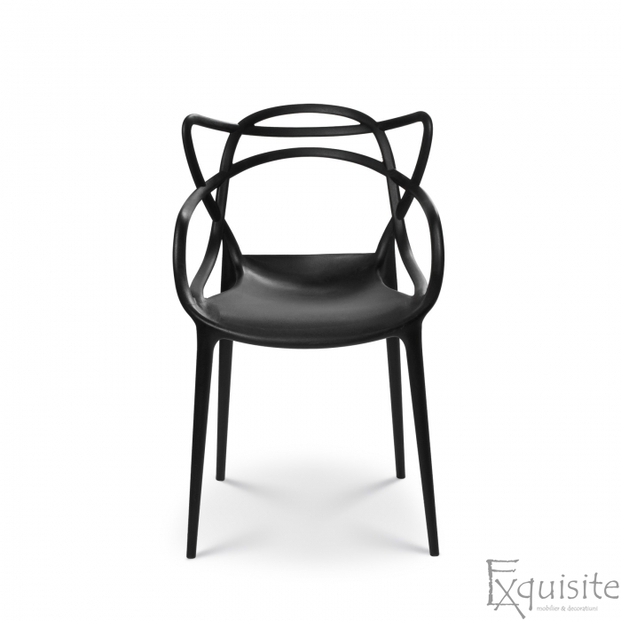 Scaun negru din plastic pentru bucatarie sau exterior, design Masters1