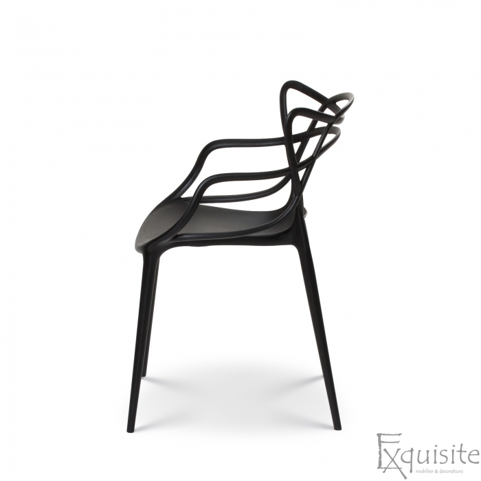 Scaun negru din plastic pentru bucatarie sau exterior, design Masters3