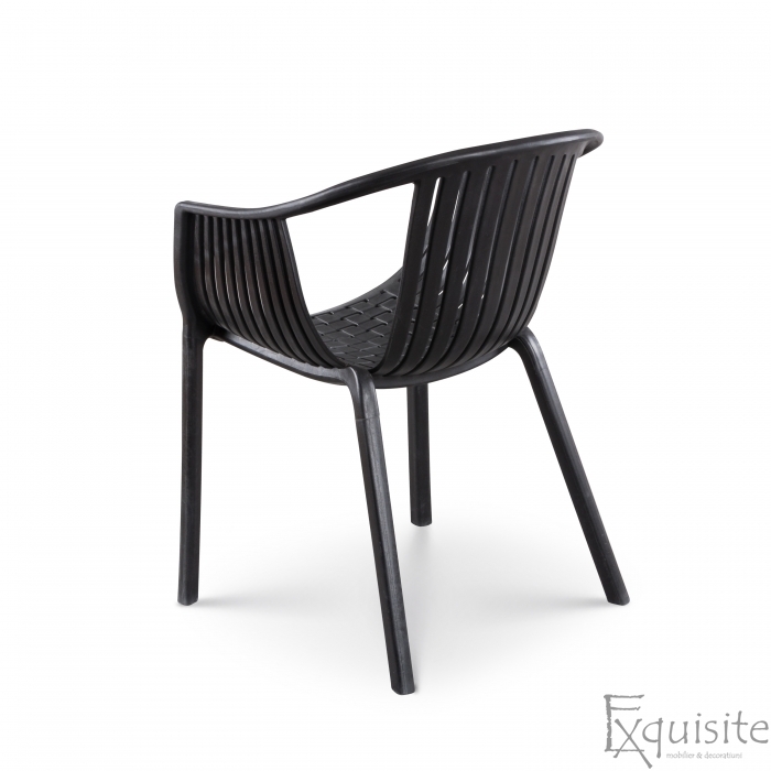 Scaun negru din plastic pentru terasa, scaun stivuibil - Set 4 scaune negre4