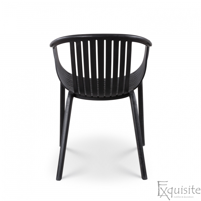 Scaun negru din plastic pentru terasa, scaun stivuibil - Set 4 scaune negre5