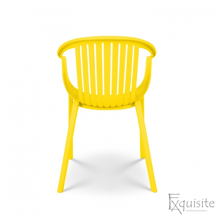 Scaun pentru exterior din plastic, scaun solid - Set 4 scaune galbene4