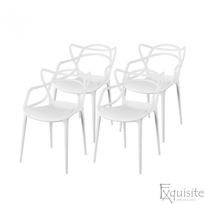 Scaun pentru terasa, alb, design Masters Set 4 Scaune, EX0911