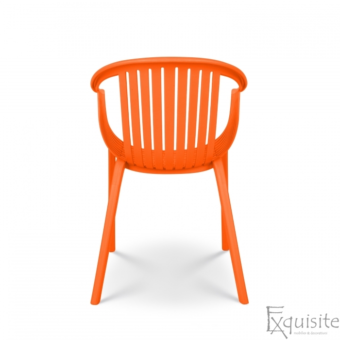 Scaun portocaliu pentru exterior sau interior, integral din plastic4