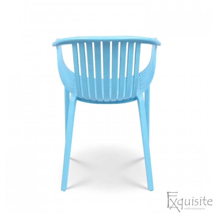 Scaun solid integral din plastic pentru terasa - Set 4 scaune albastre4