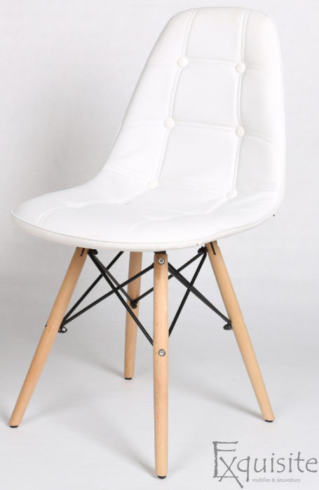 Scaun tapitat alb cu piele ecologica - Set 2 scaune1