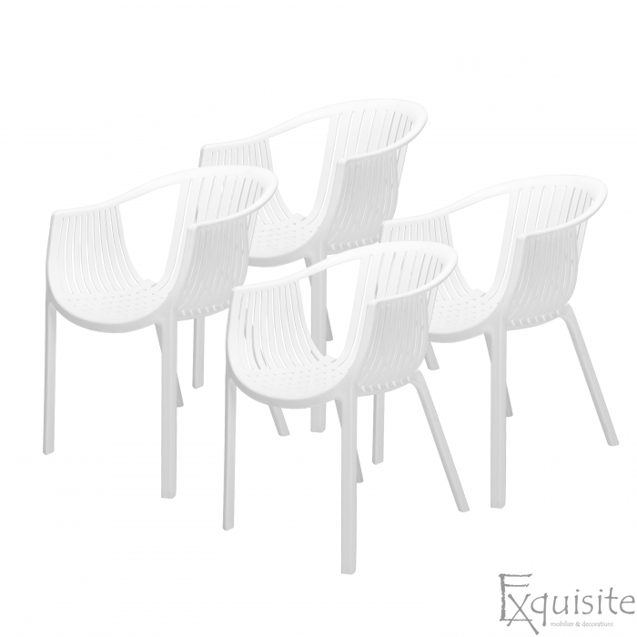 Scaune albe din polipropilena pentru exterior si interior - Set 4 scaune 1