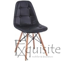 Scaune din piele ecologica, negru, Set 2 scaune1