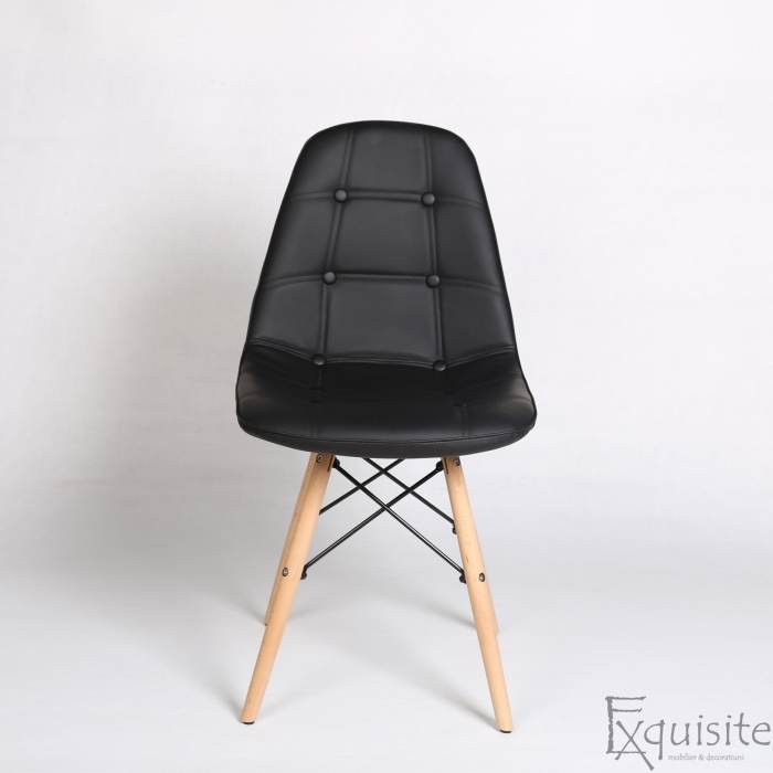 Scaune din piele ecologica, negru, Set 2 scaune2