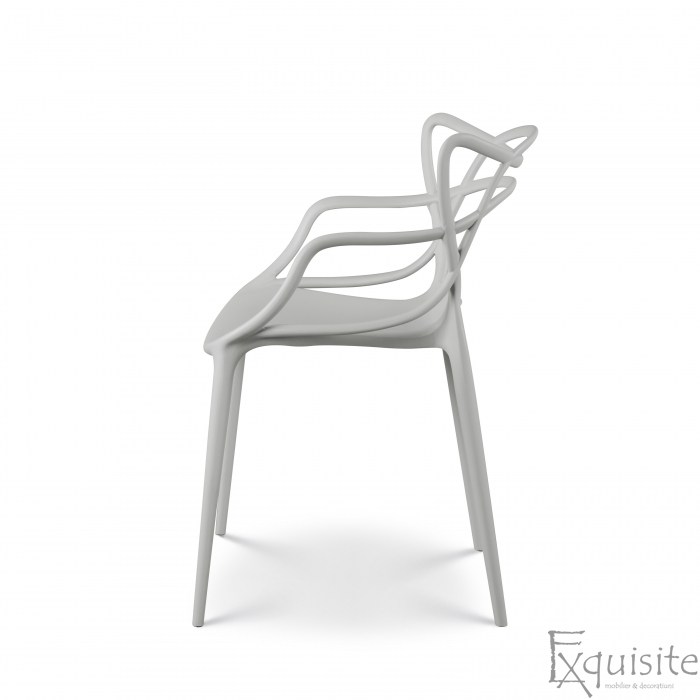 Scaune gri moderne pentru exterior si interior, set 4 scaune3