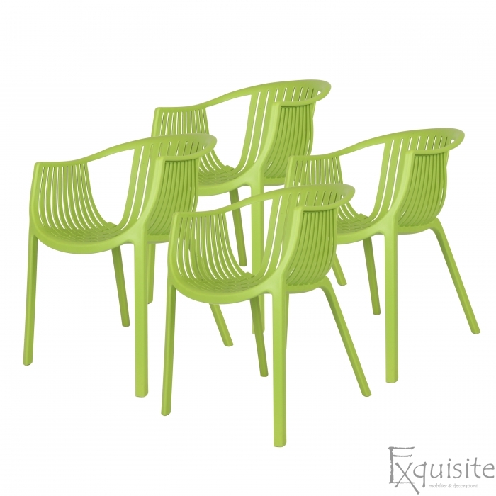 Scaune moderne pentru terasa, design Luigi - Set 4 scaune verzi1