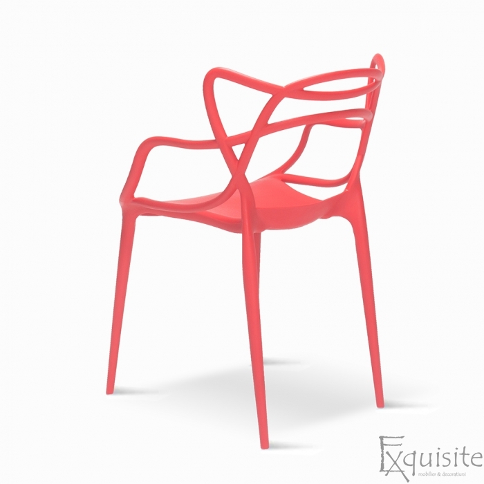 Scaune terasa rosii din plastic, design Masters - set 4 scaune6