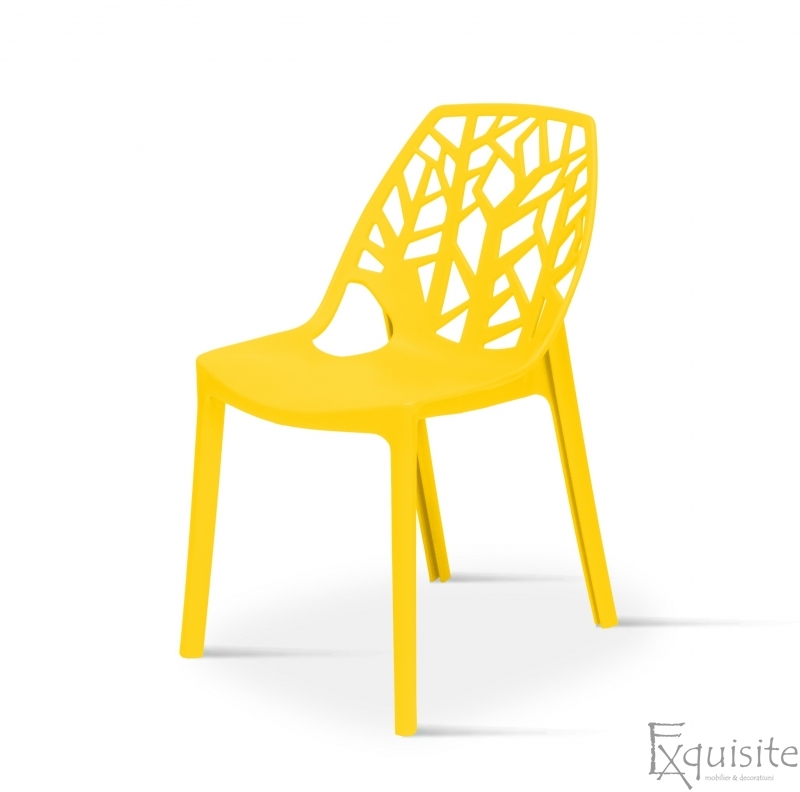 Set 4 scaune pentru terasa, PP, rezistente, galben 1