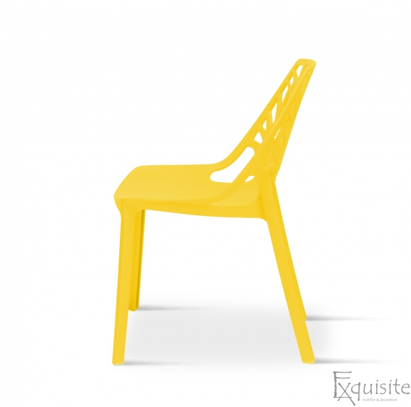 Set 4 scaune pentru terasa, PP, rezistente, galben 2