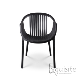 Scaun negru din plastic pentru terasa, scaun stivuibil - Set 4 scaune negre