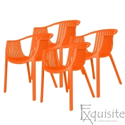 Scaun portocaliu pentru terasa si interior - Set 4 scaune 