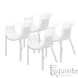 Scaune albe din polipropilena pentru exterior si interior - Set 4 scaune 