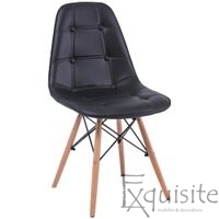 Scaune din piele ecologica, negru, Set 2 scaune