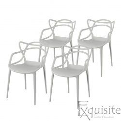 Scaune gri moderne pentru exterior si interior, set 4 scaune