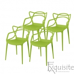 Set 4 scaune pentru terasa, design modern, scaun verde