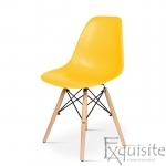 Scaun galben cu picioare din lemn, Scaun replica Eames1