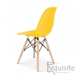 Scaun galben cu picioare din lemn, Scaun replica Eames3