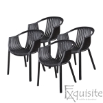 Scaun negru din plastic pentru terasa, scaun stivuibil - Set 4 scaune negre0
