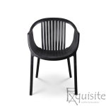 Scaun negru din plastic pentru terasa, scaun stivuibil - Set 4 scaune negre1