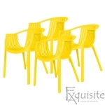 Scaun pentru exterior din plastic, scaun solid - Set 4 scaune galbene0