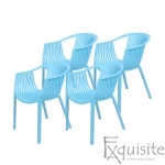 Scaun solid integral din plastic pentru terasa - Set 4 scaune albastre0