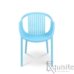 Scaun solid integral din plastic pentru terasa - Set 4 scaune albastre1