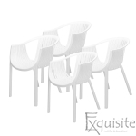 Scaune albe din polipropilena pentru exterior si interior - Set 4 scaune 0