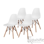 Scaune de bucatarie - Set 4 bucati - design modern cu picioare din lemn, EX071, alb 0
