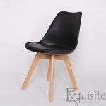 Scaun negru, sezut din piele ecologica, Set 4 scaune2