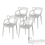Scaune gri moderne pentru exterior si interior, set 4 scaune0