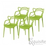 Set 4 scaune pentru terasa, design modern, scaun verde0